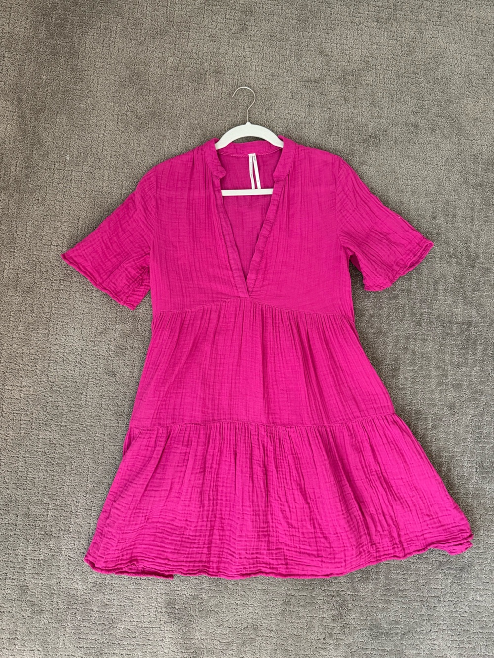 EUC Anthropologie Hot Pink Cotton Gauze dress, Size XS